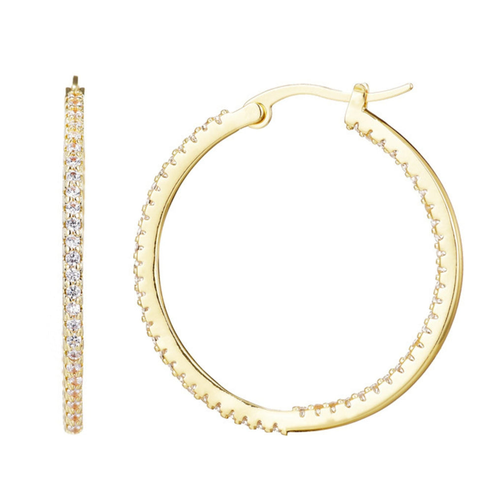 14k Gold Plated CZ Infinity Hoop Earrings