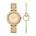 Fossil Women's Karli 32mm Three-Hand, Gold-Tone Alloy Watch and Bracelet Set