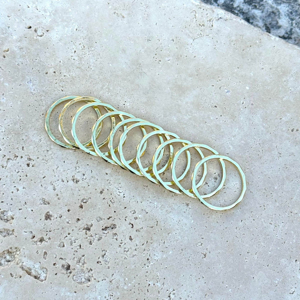 Gold Plated 10-Ring Hammered Band Set