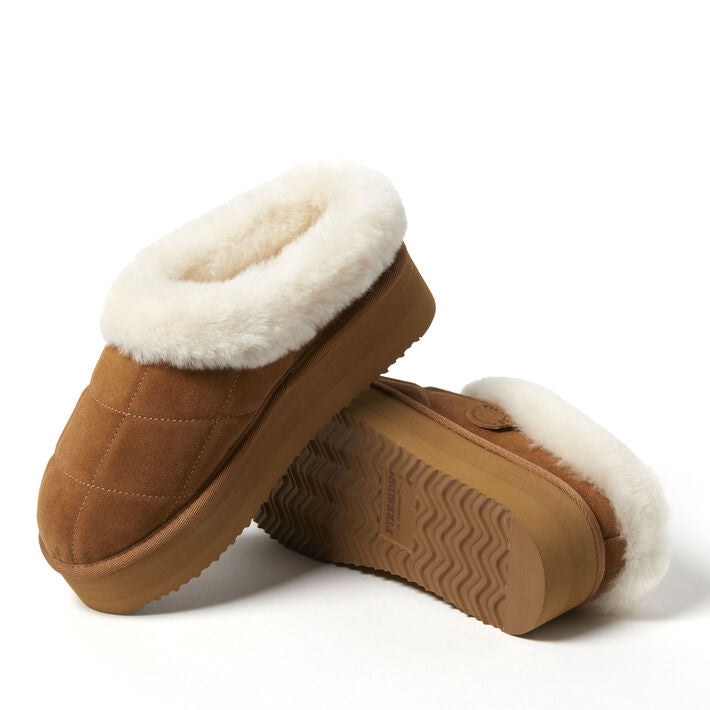 Dearfoams Bendigo Puff Platform Shearling Clog – Women's