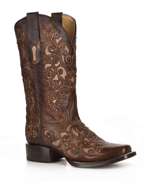 Desert Blossom Square Toe Boots in Brown by Corral