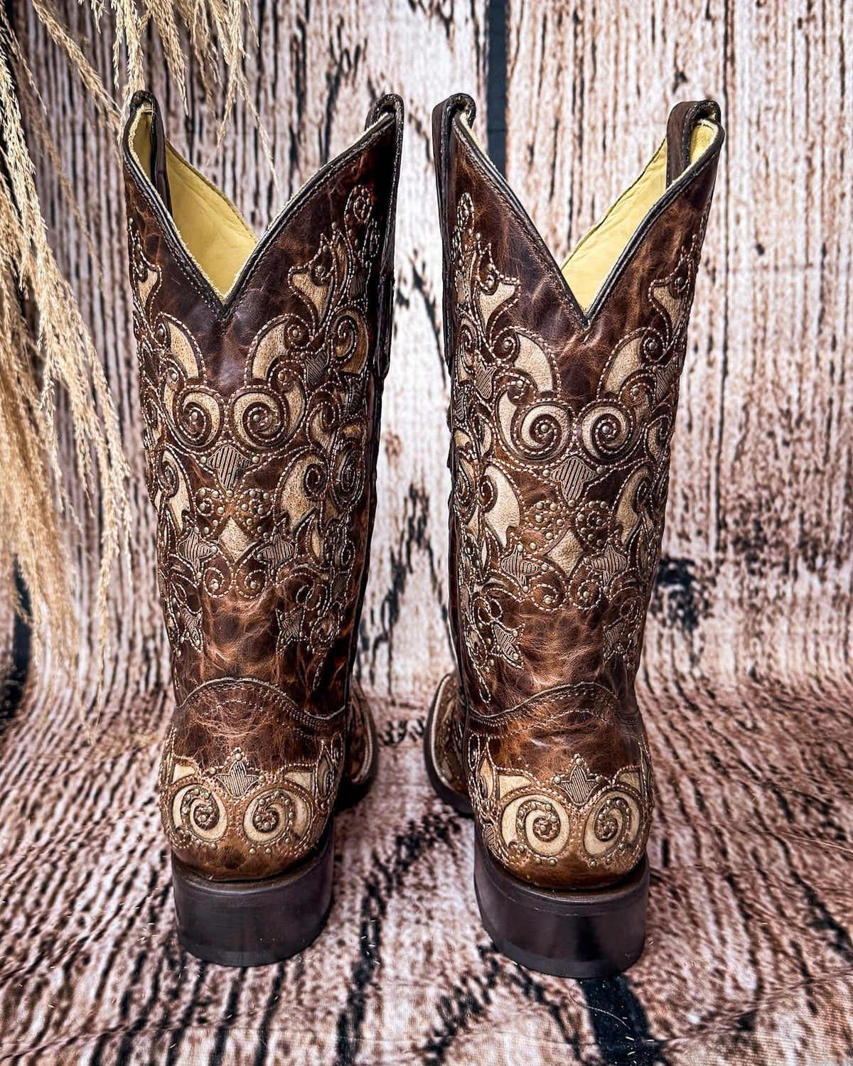 Desert Blossom Square Toe Boots in Brown by Corral