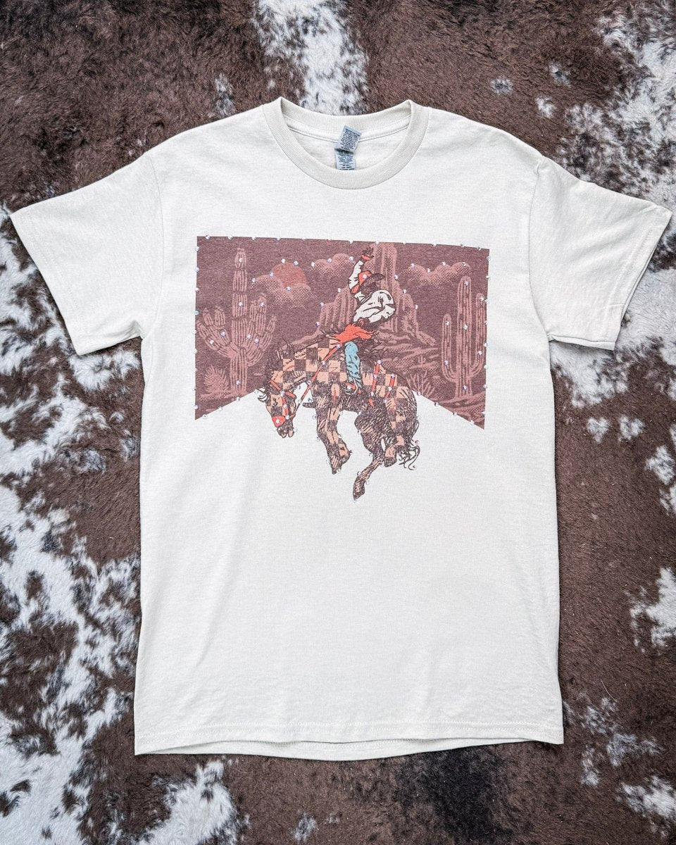 Desert Current Rhinestone Rodeo Tee in Tan