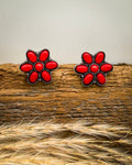 Desert Daisy Fashion Stud Earrings in Red