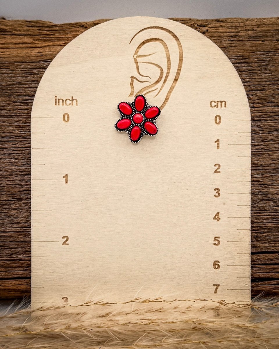 Desert Daisy Fashion Stud Earrings in Red
