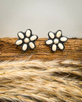 Desert Daisy Fashion Stud Earrings in White