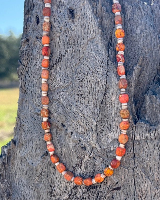 Desert Ember Jasper and Shell Necklace