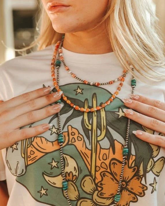 Desert Ember Jasper and Shell Necklace