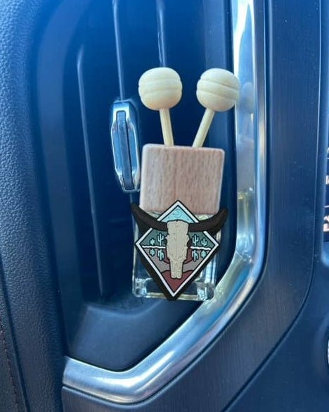 Desert Skull Vent Clip Car Diffuser in Leather