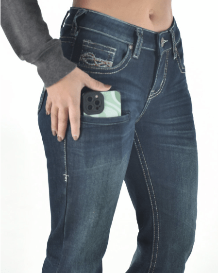 DFMI Dark Flannel Bootcut Jeans by Cowgirl Tuff