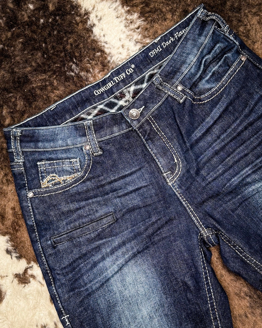 DFMI Dark Flannel Bootcut Jeans by Cowgirl Tuff