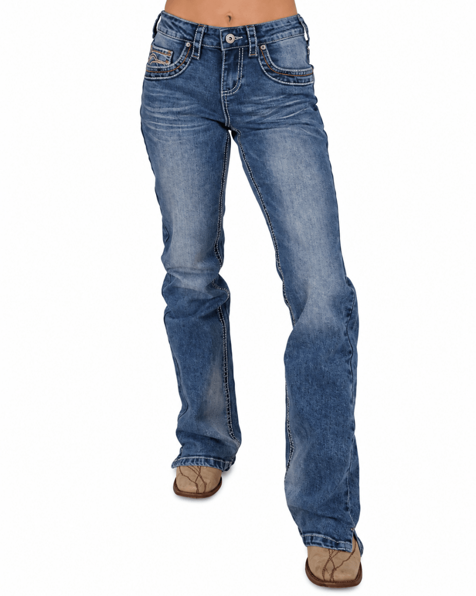 DFMI Faded Bootcut Jeans in Medium Wash by Cowgirl Tuff