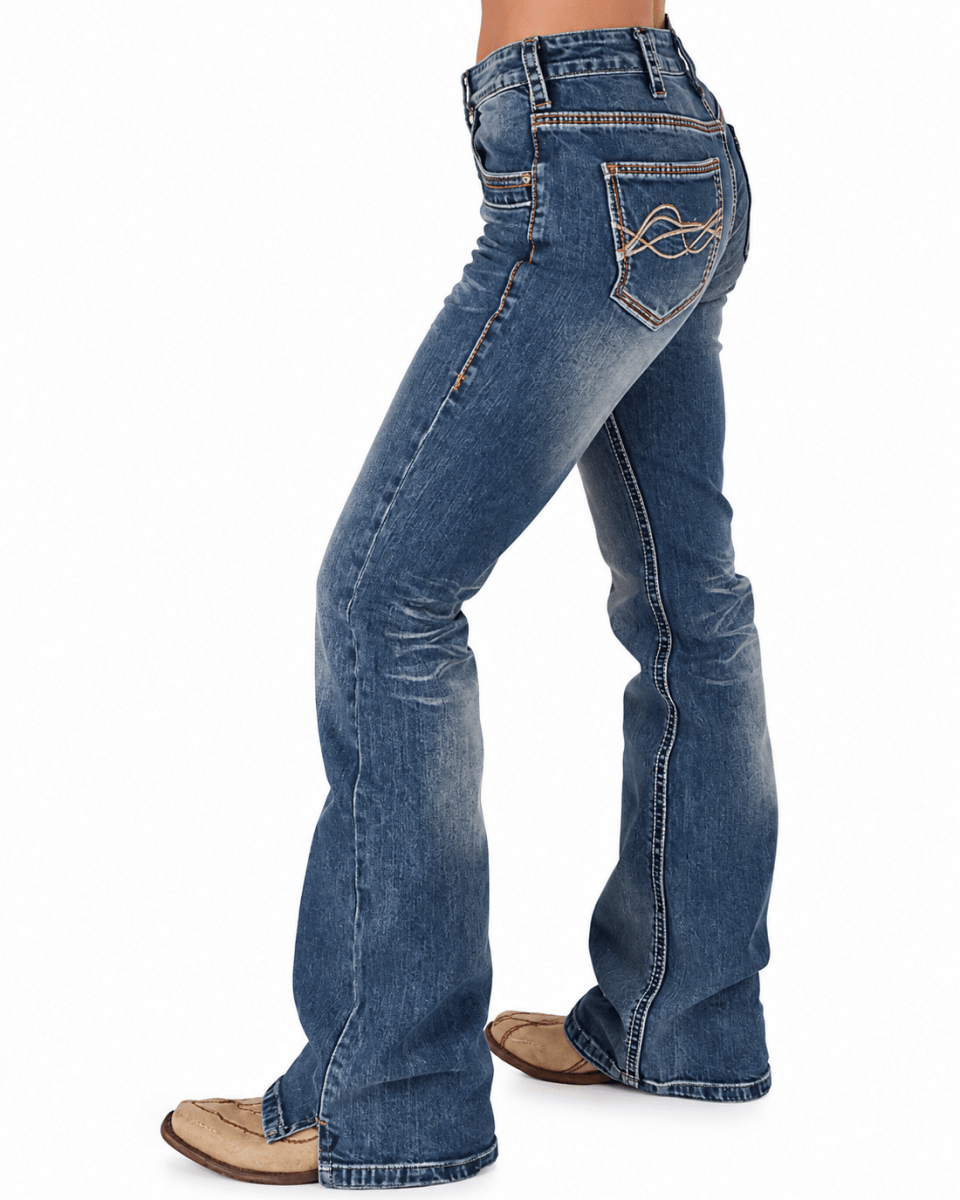 DFMI Faded Bootcut Jeans in Medium Wash by Cowgirl Tuff