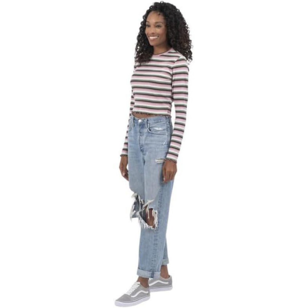 Dickies Striped Long Sleeve Cropped T-Shirt – Women's