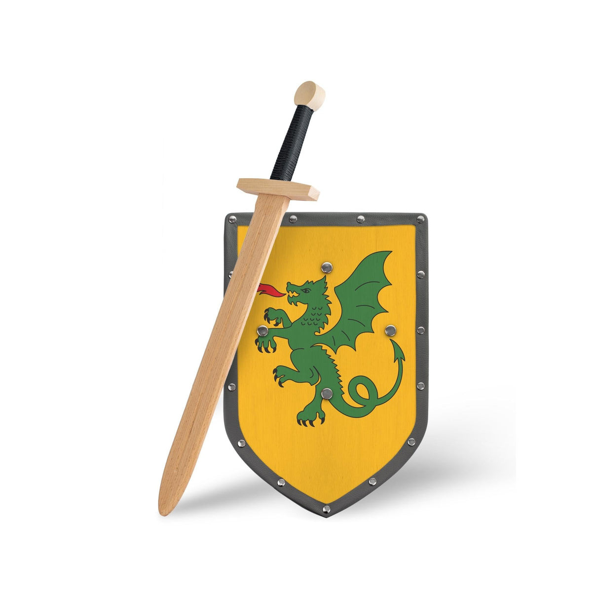 Wooden Sword and Dragon Shield Set