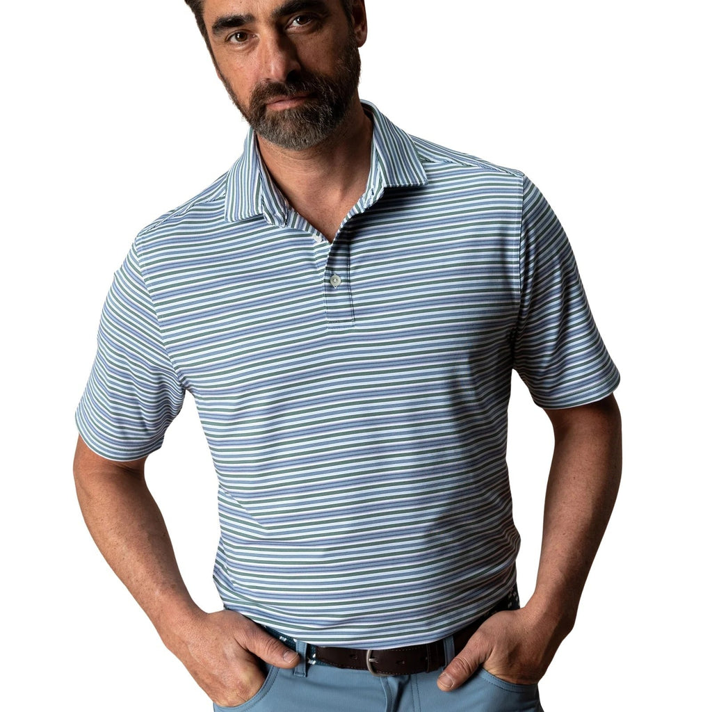 Duckhead Long Drive Stripe Performance Polo – Men's