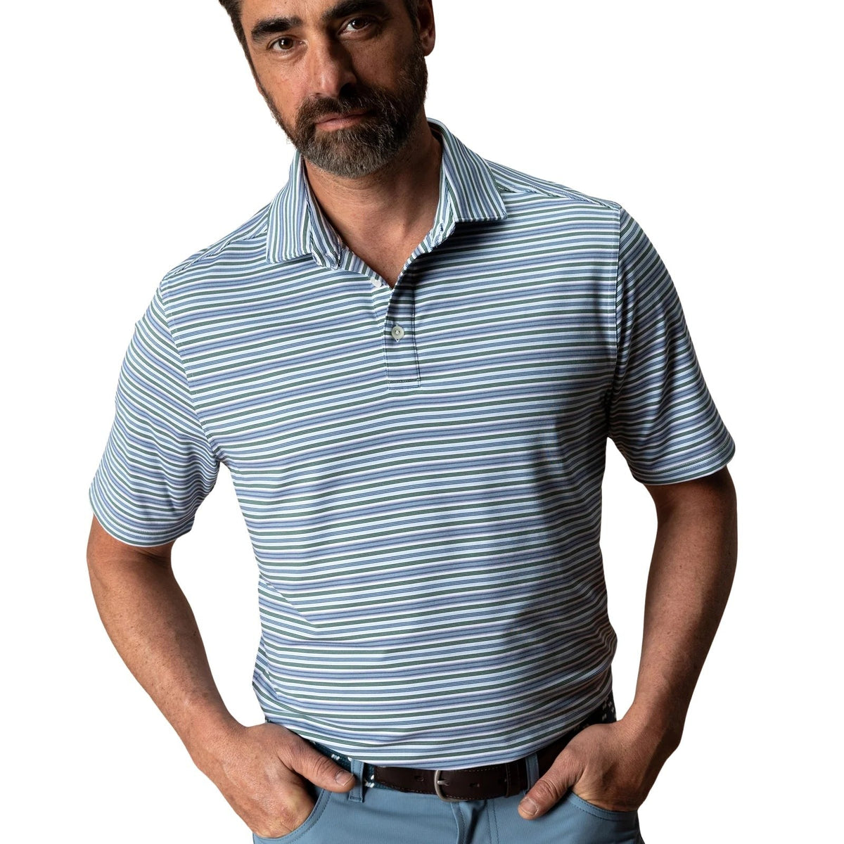 Duckhead Long Drive Stripe Performance Polo – Men's