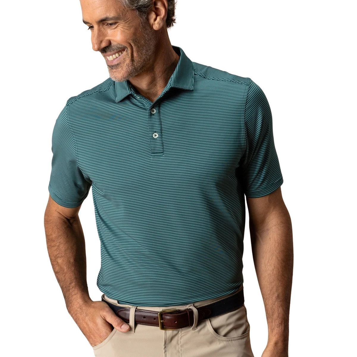 Duckhead Long Drive Stripe Performance Polo – Men's