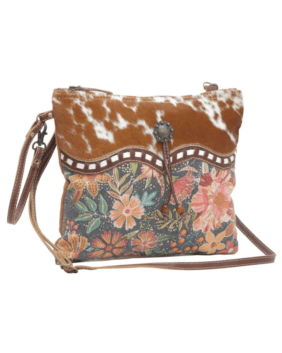 Dusa Floral Hair-On Crossbody Bag by Myra Bag
