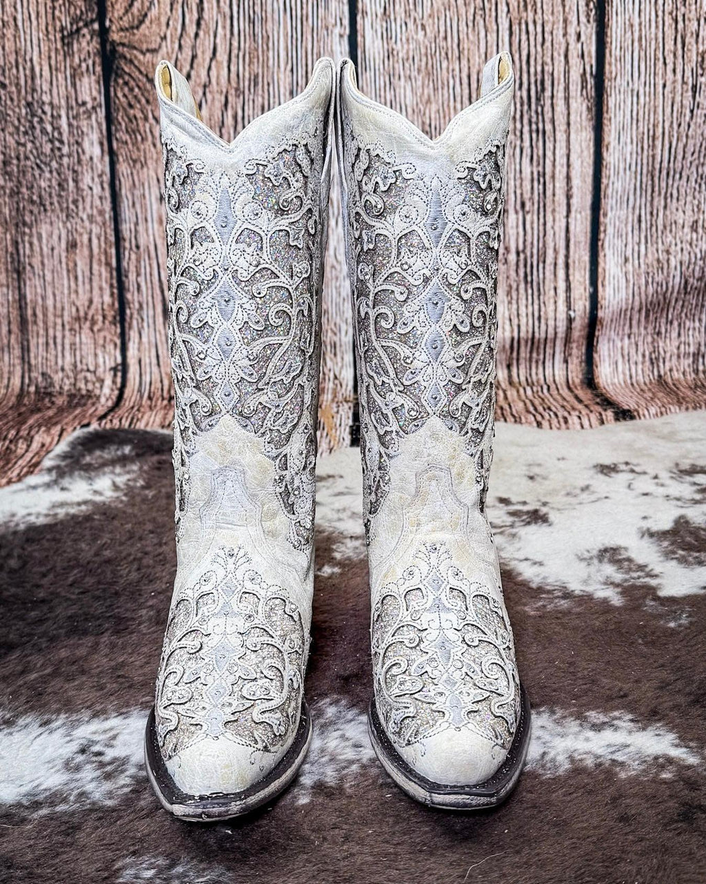 Dust to Diamond Snip Toe Boots in Ivory by Corral