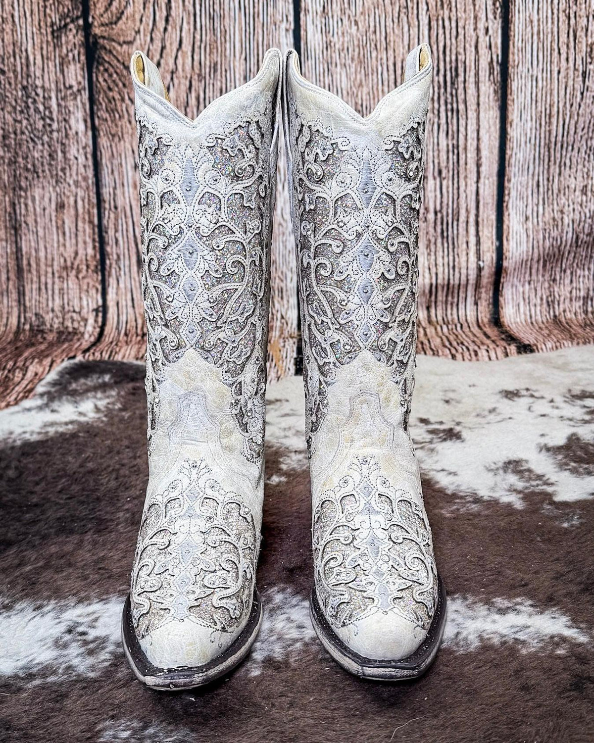Dust to Diamond Snip Toe Boots in Ivory by Corral