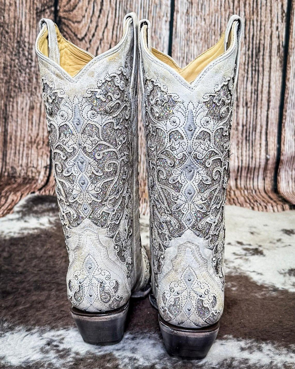 Dust to Diamond Snip Toe Boots in Ivory by Corral