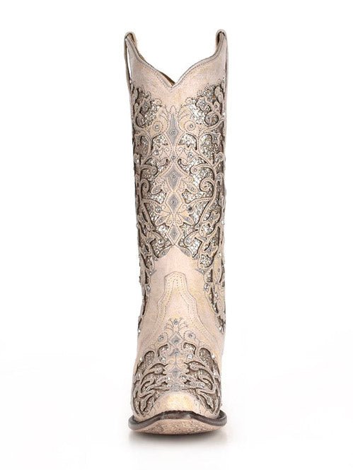 Dust to Diamond Snip Toe Boots in Ivory by Corral