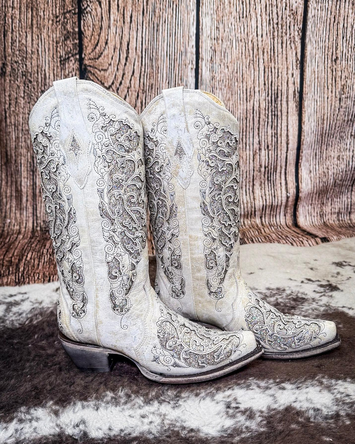 Dust to Diamond Snip Toe Boots in Ivory by Corral
