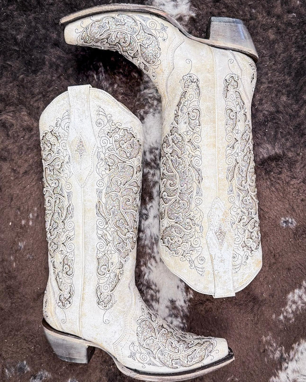 Dust to Diamond Snip Toe Boots in Ivory by Corral