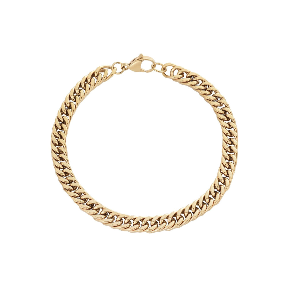 Men's Tarnish Resistant 18k Gold Plated 7mm Cuban Chain Bracelet
