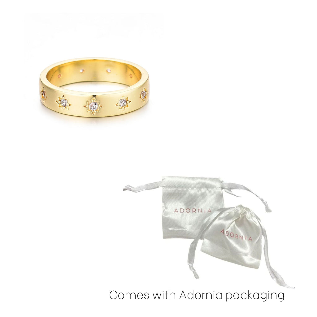 14k Gold Plated Stars Band Ring