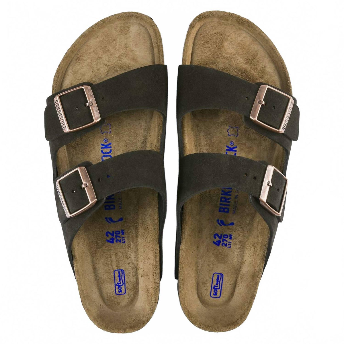 Unisex Arizona Soft Footbed Suede Sandals In Mocha