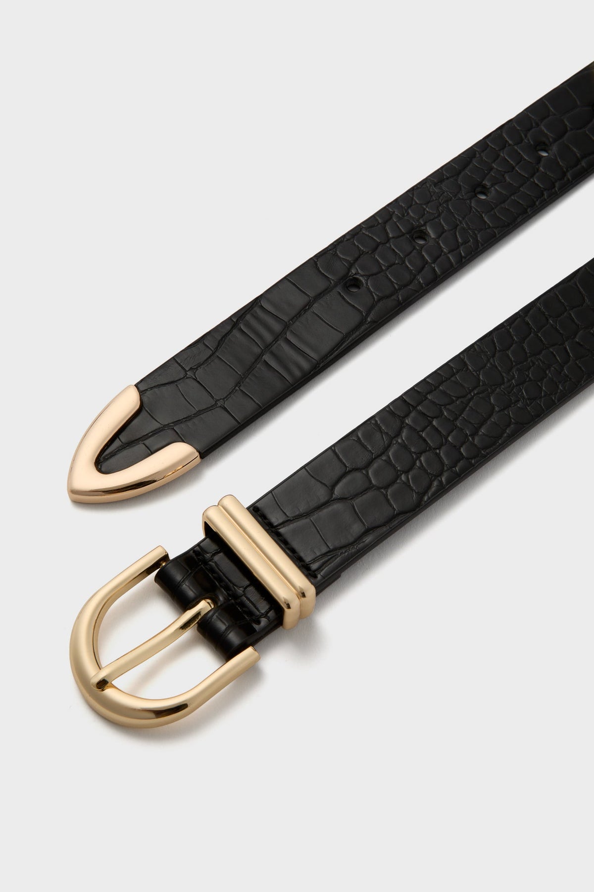 Black Croc and Gold Jeanette Belt