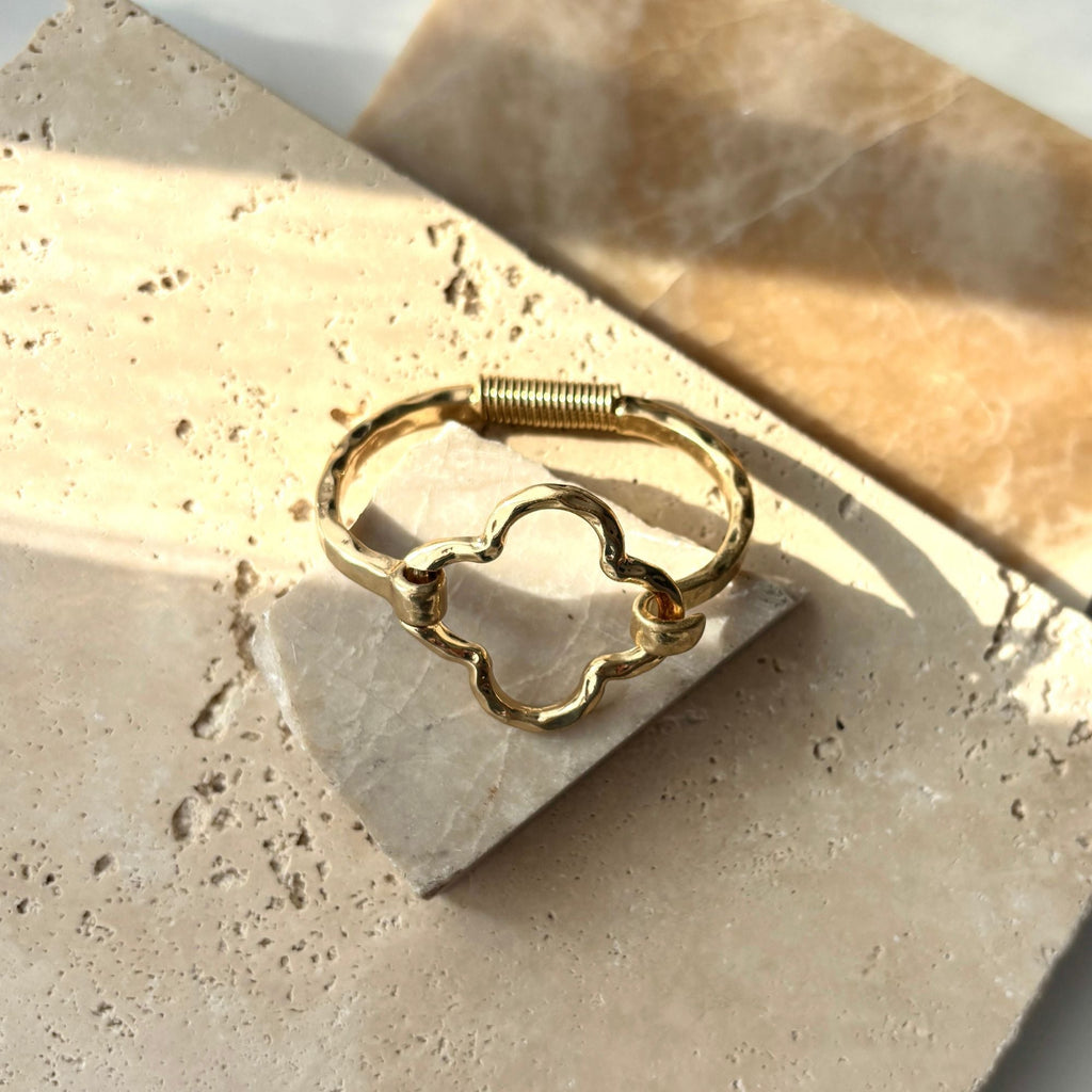 Hammered Clover Open Clover Cuff