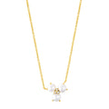 14k Gold Plated Adjustable 3-Point Freshwater Pearl Flower with CZ Necklace