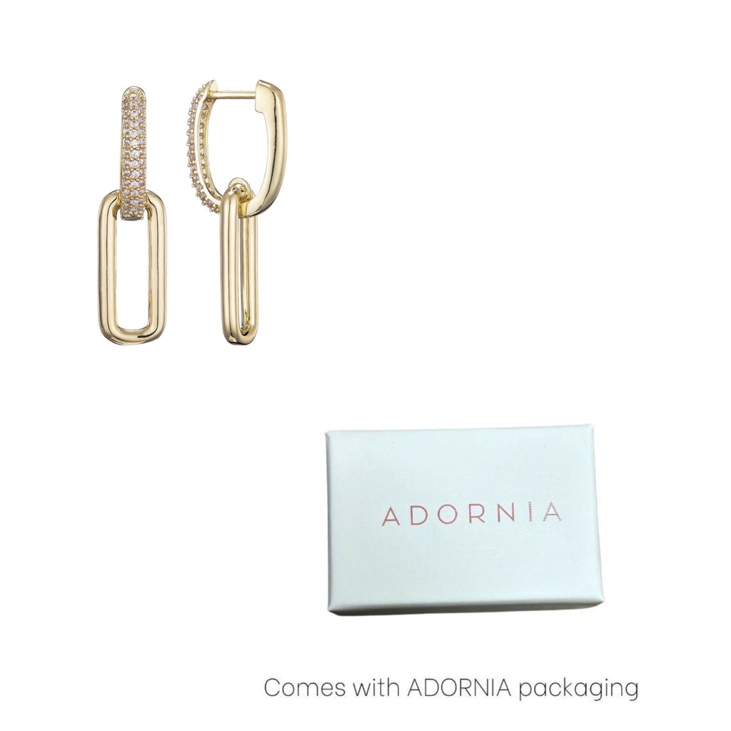 14K Gold Plated Crystal Single Link Drop Earrings
