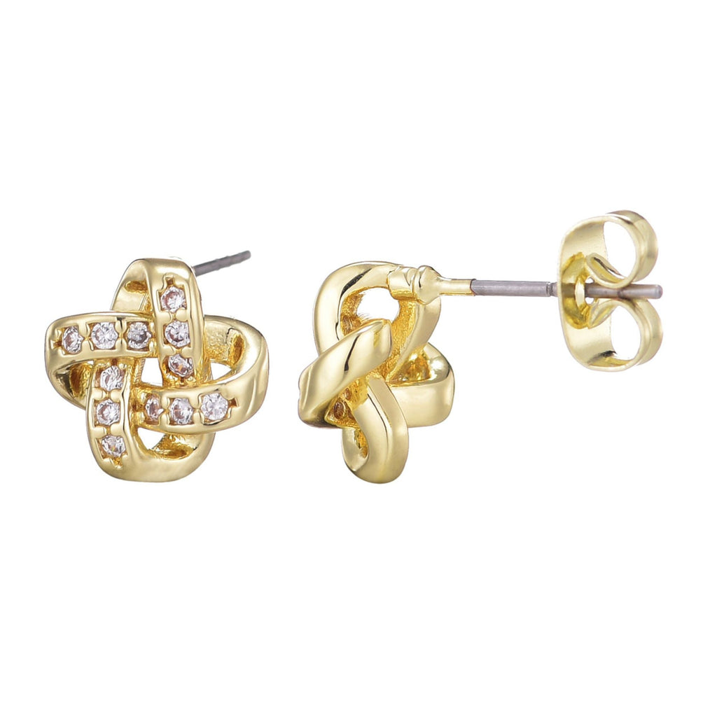 14k Gold Plated Knot Twist Stud Earrings
