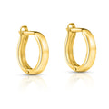 14K Yellow Gold Plain Huggie Hoop Earrings, 13mm