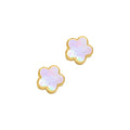 Adornia White Mother of Pearl Clover Stud Earrings gold