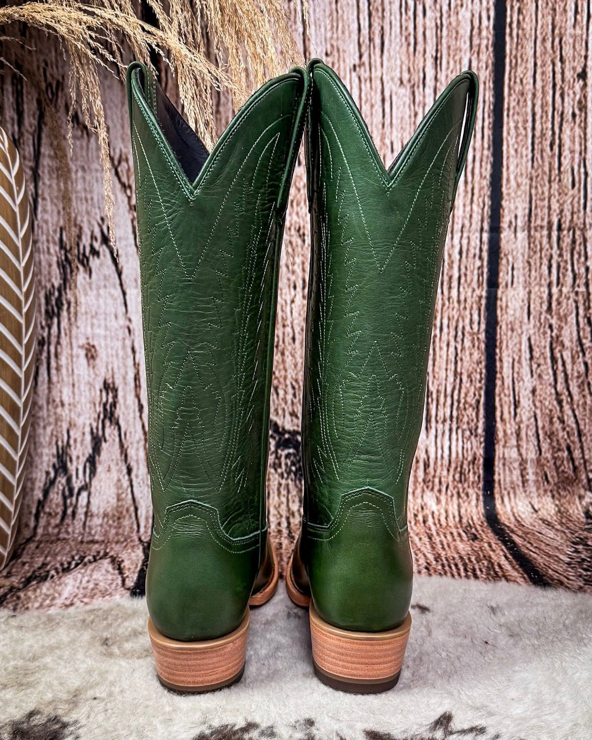 Eden Black Star Leather Boots - Emerald