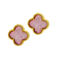 14k Gold Plated Pink Mother of Pearl Flower Stud Earrings