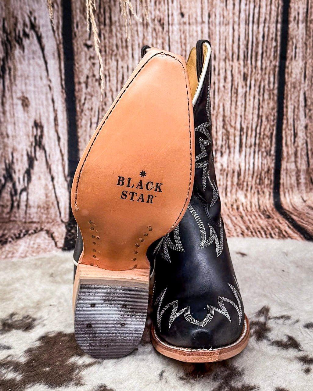 Electra Black Star Leather Boots - Black and Ivory