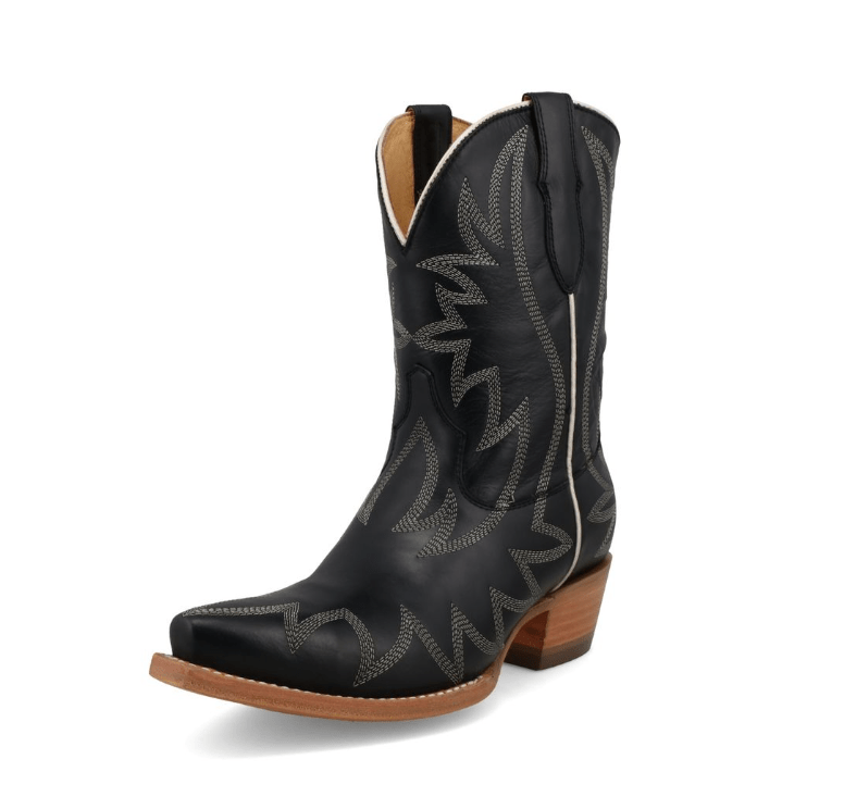 Electra Black Star Leather Boots - Black and Ivory