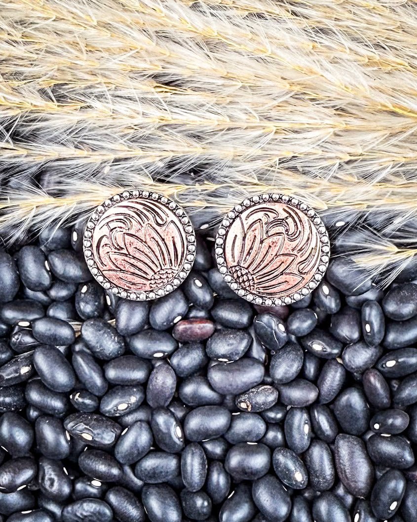 Eliza Flower Stud Fashion Earrings in Copper