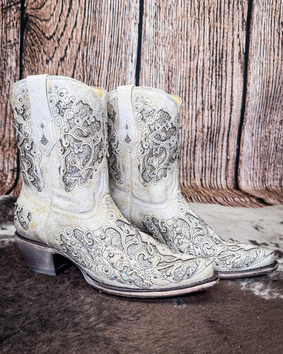Elowyn Snip Toe Ankle Boots in Bone by Corral