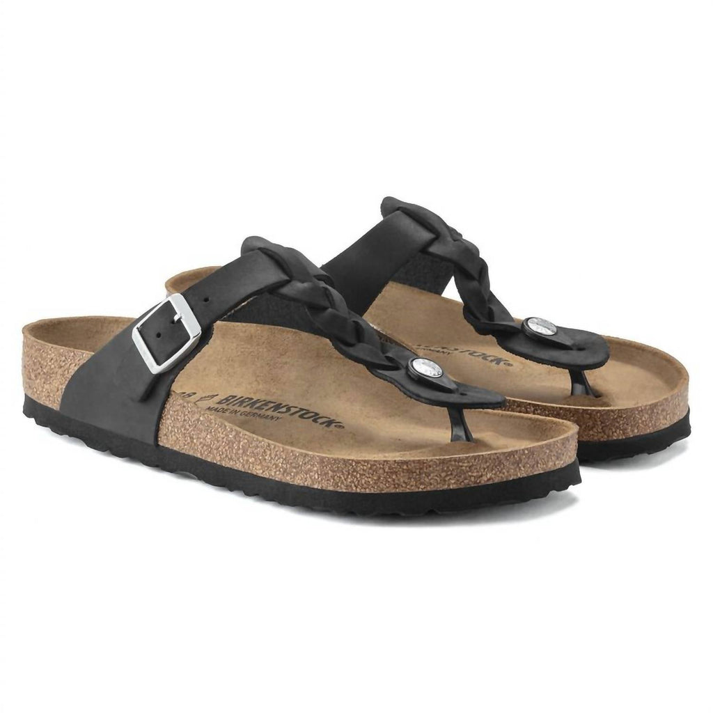 Women's Gizeh Oiled Leather Sandals In Black