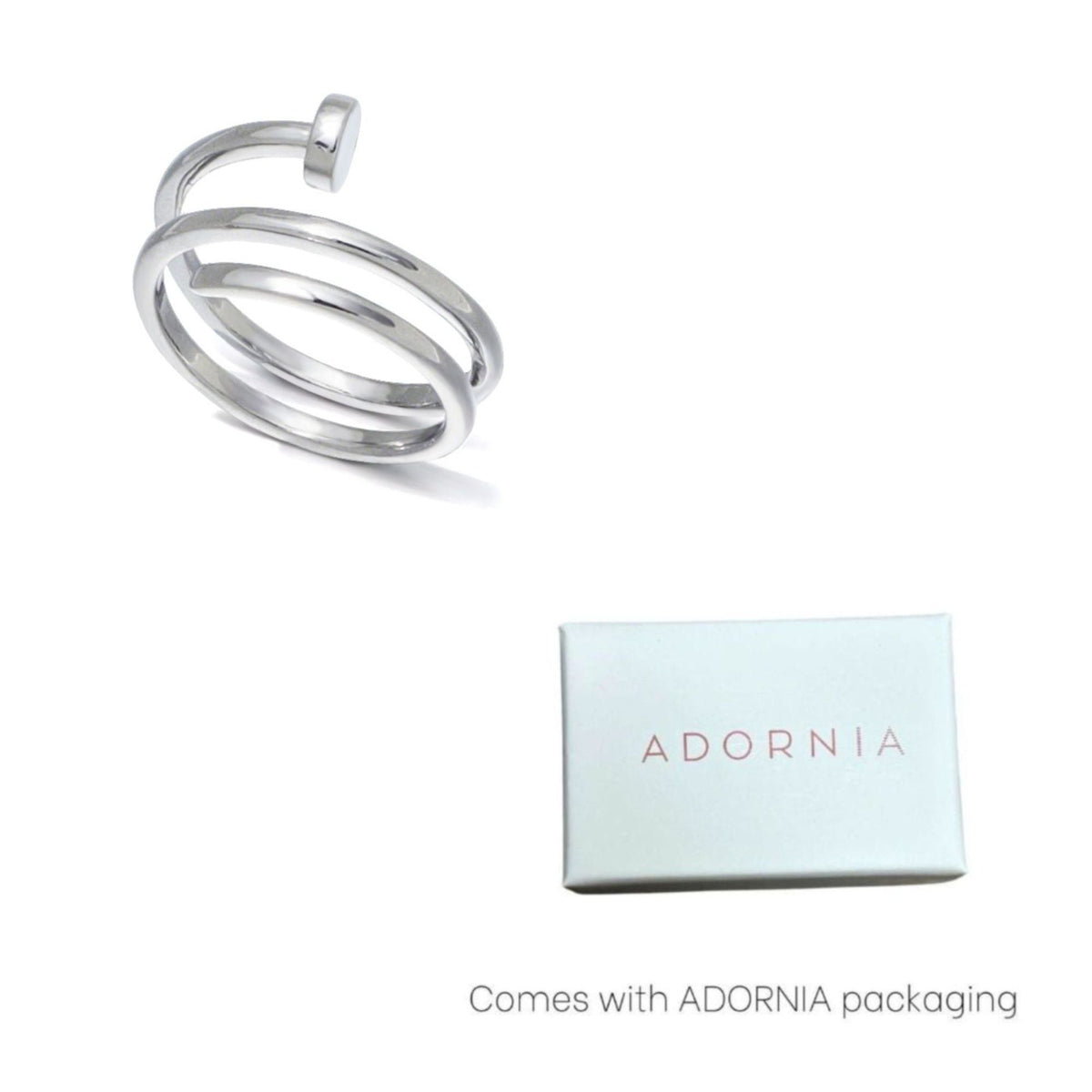 Silver Plated Nail Double Wrap Ring