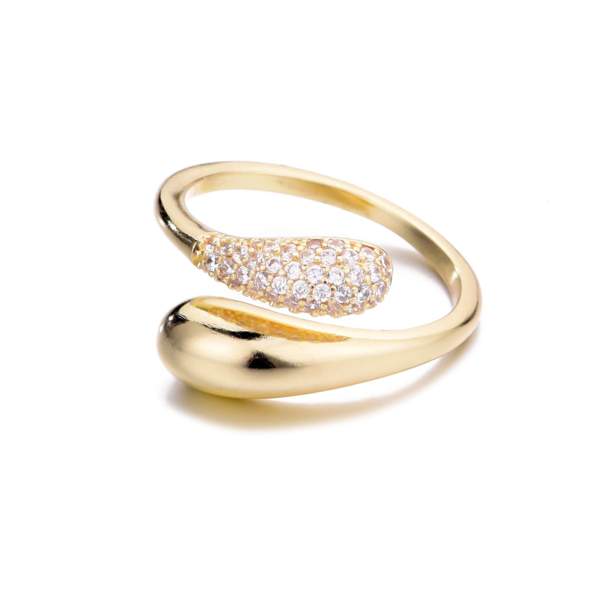 14k Gold Plated CZ Curved Bands Ring