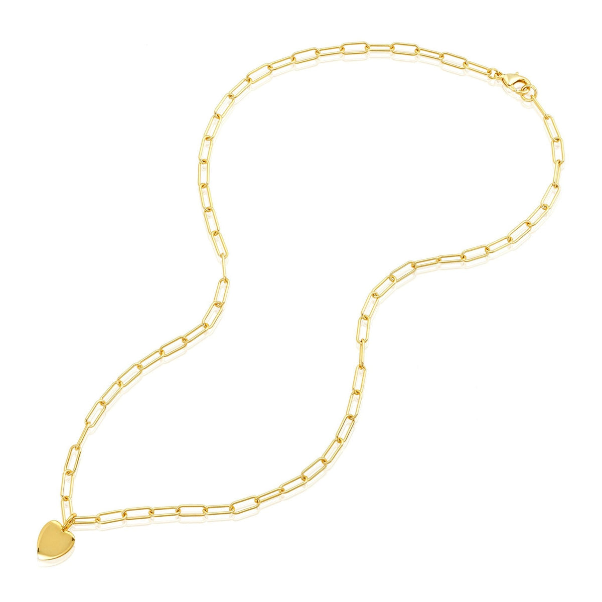 Adornia 25" Heart Charm Paper Clip Chain Necklace gold