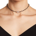 Adornia  3mm Black Spinel Choker Necklace Moonstone silver